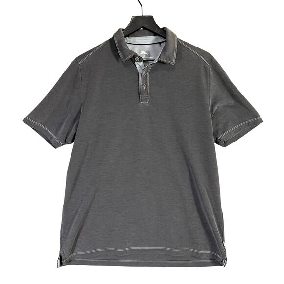 Tommy Bahama Gray Polo Shirt Medium Short Sleeve Casual‎  Soft Knit Tee - Picture 1 of 9